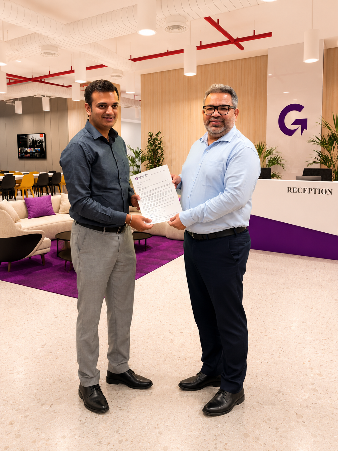 Sumukh receiving his offer letter